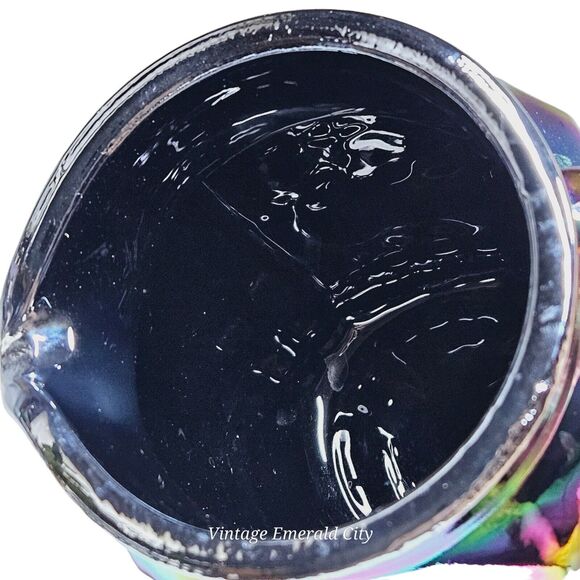 Vtg Mayfair Open Rose Pitcher Amethyst Carnival Glass & 3 Drinking Cups Set - Picture 16 of 16